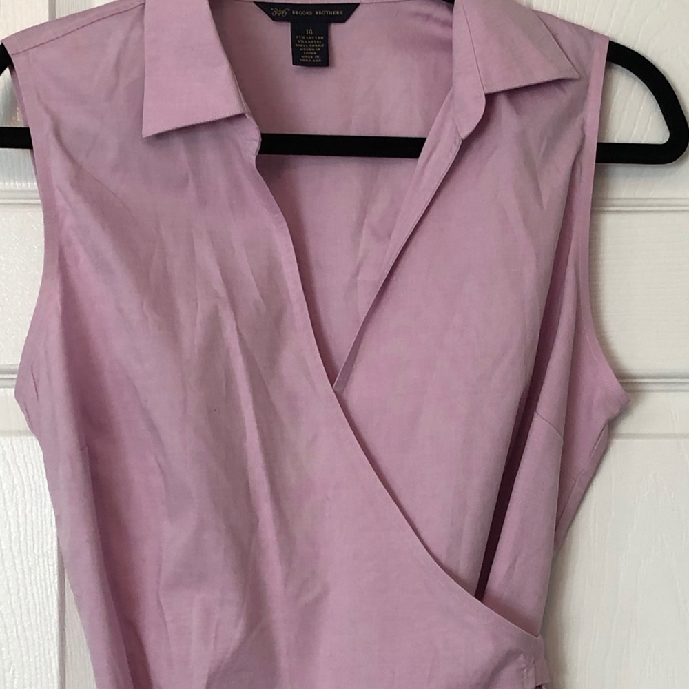 Brooks Brothers pink sleeveless wrap top, 14